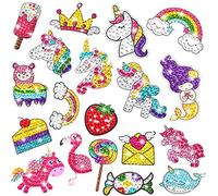 O-Kinee Diamond Painting Kit Enfant, 20 Pièces 5D Diamond Painting Autocollants, DIY Animal Diamant Painting Mosaïque Autocollants pour Enfants Adultes DéButants (Unicorn)