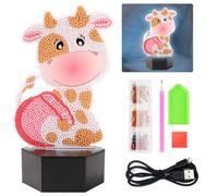 O-Kinee Diamond Painting Lampe 5D Bœuf,LED Diamond Painting Enfant Creatif,7 Couleurs Veilleuse pour Enfants,Bricolage Veilleuse pour Filles et Garçons Chambre Décor Cadeaux Anniversaire