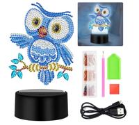 O-Kinee Diamond Painting Lampe 5D Hibou,LED Diamond Painting Enfant Creatif,7 Couleurs Veilleuse pour Enfants,Bricolage Veilleuse pour Filles et Garçons Chambre Décor Cadeaux Anniversaire