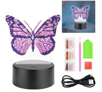 O-Kinee Diamond Painting Lampe 5D Papillon,LED Diamond Painting Enfant Creatif,7 Couleurs Veilleuse pour Enfants,Bricolage Veilleuse pour Filles et Garçons Chambre Décor Cadeaux Anniversaire