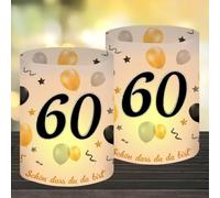 O-Kinee Lot de 12 Lanterne Photophores Décoratifs de Table pour 60 Ans, Bougies Décoration Table pour Anniversaire Homme Femme, Décoration de Table Happy Birthday, Convient pour Bougies Chauffe-Plat