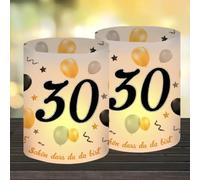 O-Kinee Lot de 12 Lanterne Photophores Décoratifs pour 30 Ans, Bougies Décoration Table pour Anniversaire Homme Femme, Happy Birthday, Convient pour Bougies Chauffe-Plat