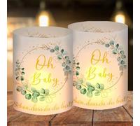 O-Kinee Lot de 12 photophores « Oh Baby » pour fêtes prénatales, fille ou garçon, neutre, « Schön dass du da bist » pour chauffe-plats ou bougies