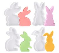 O-Kinee Lot de 4 moules en silicone de Pâques en forme de lapin de Pâques 3D, moule en silicone pour lapin de Pâques, moules de moulage en forme de lapin, bougies pour loisirs créatifs, décoration de