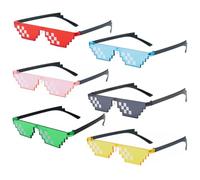 O-Kinee MLG Lot de 6 paires de lunettes de soleil à pixels, motif mosaïque, multicolores, idéales pour les fêtes et les séances photo