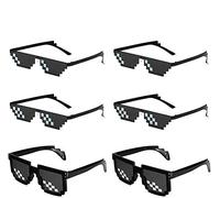 O-Kinee MLG Lot de 6 Paires de Lunettes pixelles Noires - Mosaïque - Lunettes de Soleil MLG Fun - Jouet Amusant - Idéal pour Les fêtes et Les déguisements