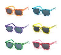 O-Kinee Mosaic Glasses Lunettes 6 Couleurs，8 bit Pixel Lunette Drole Pixelated Lunettes de Soleil Coloré Unisexe MLG Jouet,Convient pour Les rassemblements d'amis, Les fêtes(6-Pack)