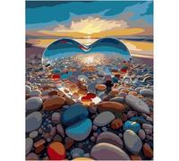 O-Kinee Peinture par Numéros Adulte, Kit DIY Paysage avec Pinceaux et Peintures Acryliques, Décoration pour la Maison 40cm x 50cm (Sea)