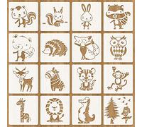 O-Kinee Pochoirs Animaux Foret, Pochoir Animaux pour Enfants, Loisirs créatifs pour Enfants, Ensemble de pochoirs en Plastique Lavable pour Enfants (Lot de 16)