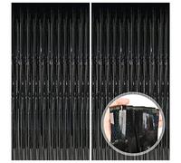 O-Kinee Rideau Métallique de Frange, 2 Pièces Noir Tinsel Shimmer Fenetres Brillants, Scintillant pour Photographie, La Fête Mariage, Anniversaire, Noël Party (1 * 2m)