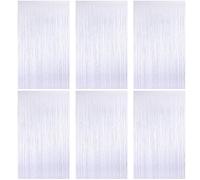 O-Kinee Rideau Métallique de Frange,3 Pièces Blanc Tinsel Rideau Shimmer Fenetres Brillants ，Rideau Scintillant pour Photographie, La Fête Mariage, Anniversaire, Noël Party (1 * 2m)