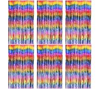 O-Kinee Rideau Métallique de Frange,3 Pièces Coloré Tinsel Rideau Shimmer Fenetres Brillants ，Rideau Scintillant pour Photographie, La Fête Mariage, Anniversaire, Noël Party (1 * 2m)