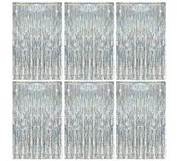 O-Kinee Rideau Métallique de Franges, Anniversaire Rideau Fete Argent Brillant Rideaux Shimmer en Aluminium Tinsel, Toile de Fond Décoration De Fenêtre Mur pour Anniversaire Party (1m*2m)