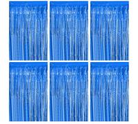 O-Kinee Rideau Métallique de Franges, Anniversaire Rideau Fete Bleu, Brillant Rideaux Shimmer en Aluminium Tinsel, Toile de Fond Décoration De Fenêtre Mur pour Anniversaire Party (1m*2m)