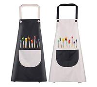 O-Kinee Tablier Enfant, 2 Pièces Tablier Enfants avec Poches, Tablier Peinture Enfant, Réglables Kids Tablier de Chef pour Garçons Filles Artisanat Peinture Cuisine Coloriage, Noir et Gris 8-12 Ans