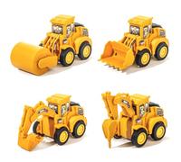 O-Kinee Voiture Jouet Enfants, 4 Pièces Voitures Jouets Chantier, Tractopelle Gâteau Décoration, Camion Jouet, Véhicules de Construction 2 3 4 5 6 Ans pour Anniversaire Garçon Fille