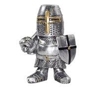 O·Lankeji Knight Gnomes Guard Soldier Statues De Jardin Miniatures Chevalier Médiéval Armure Gothique Nain GNOME Statue Ornement en Résine Imperméable pour Décorations D'extérieur (Size : D)