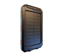 o.LL.i. Power Bank Banque d'énergie solaire portable enfichable 20 000 mAh résistante à l'eau et aux chocs Chargeur pour appareils mobiles avec lampe torche et boussole Noir et bleu ciel
