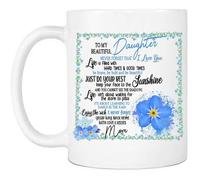 o Ma belle fille n'oublie jamais que je t'aime Mug, tasses à café en céramique Forget-Me-Not disant blanc,{CD2516994}