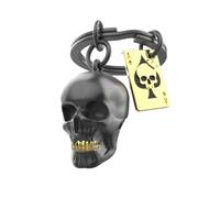 Metalmorphose Porte-clés Tête de mort et as de pique – alliage de zinc, plaqué or, noir époxy