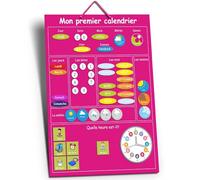 O³ Mon Premier Calendrier- Calendrier Enfant Educatif- Calendrier Magnétique Enfant-en Francais (Rose)