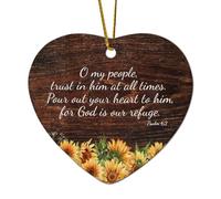 O My People Trust in Him at All Times Versez Out Your Heart to Him for God Is Our Refuge Décoration de Noël en céramique pour sapin de Noël Boule de Noël Cadeau souvenir de Noël