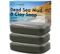 O Naturals 3 PCS Savon Pour Psoriasis Naturel Argile Verte et Boue de la Mer Morte Pour Visage Mains Corps Eclaircissant Peau Sèche Hydratant Traitement Acné Point Noir Peau Grasse 339gr Total