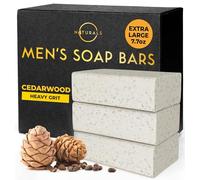 O NATURALS 7.76 oz (3PC) Exfoliating Soap Bar Cedarwood - Heavy Grit Mens Soap - All Natural Exfoliation for Men - Apricot Kernels - Moisturizing Mens Face Bar