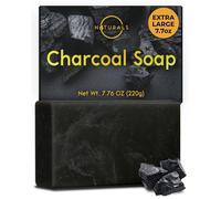 O Naturals Savon à Base de Charbon Actif pour Hommes & Femmes - Savon Corporel Détoxifiant avec Beurre de Karité & Huile Essentielle de Menthe Poivrée