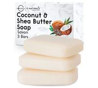 O Naturals Savon Huile de Noix de coco et Beurre de Karite Pour Hydratant Peau Seche Traitement Naturel de l'Eczéma. Savon Eclaircissant Peau Nettoyant Visage-Corps 3pcs 345gr Total Famme et Homme