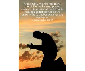 O our God, will you not judge them? For we have no power against this great multitude that is coming against us; nor do we know what to do, but our ... upon you. 2 Chronicles 20:12 - Daily Journal