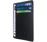 O³ Porte Carte identité française, Blocage RFID, Portefeuille Carte bancaire Anti piratage, en Cuir Anti fraude |(Noir) (S)
