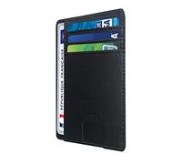 O³ Porte Carte identité française, Cuir Veritable - Blocage RFID, Portefeuille Carte bancaire Anti piratage, Anti fraude | Élégant et Minimaliste (Noir) (S)