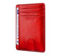 O³ Porte Carte identité française, Portefeuille Carte bancaire Anti piratage, en Cuir | Blocage RFID | Anti fraude, Anti piratage | Élégant et Minimaliste (Rouge)