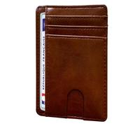 O³ Porte Carte identité française, Portefeuille Carte bancaire Anti piratage, en Cuir | Blocage RFID | Anti fraude, Anti piratage | Élégant et Minimaliste (S Marron)