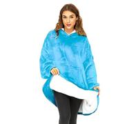 O³ Pull Plaid Unisex [Pull Géant - Taille XL ] Couverture avec Manches et Capuche en Polaire, Plaid à Capuche - Ultra Doux et Chaud - Idéal pour Les Nuits d'hiver (Turquoise)