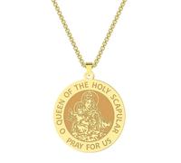 O Sainte Médaille Scapulaire EXCLUSIF Collier Pendentif pour Hommes Femmes En Acier Inoxydable Rond Astrologie Religieuse Charme Chaîne