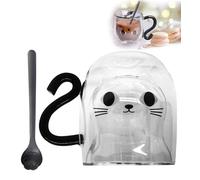 O³ Tasse Chat Noir, Tasse à cafe Double Paroi 250ml, Mug pour infusion, thé, Latte Macchiato, cappuccino - Cadeaux Noël, Valentin, Anniversaire femme, homme, Maman, Amie (NoirVerre)