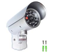 O&W Security Caméra de surveillance factice avec lumière LED rouge, détecteur de mouvement dans un boîtier protégé contre les intempéries, fausse caméra de sécurité CCTV pour l'intérieur et