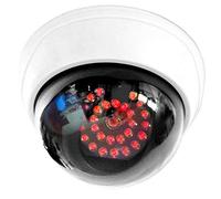 O&W Security Caméra dôme factice - Caméra de surveillance factice avec objectif & 25 LED infrarouges rouges (capteur photo), étanche, Ø 9,5 cm/H 6,8 cm, intérieur et extérieur, 2 piles AA