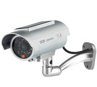 O&W Security Caméra factice solaire factice - Avec objectif & LED clignotante étanche - Capteur LED - Réglable à 360° - Support mural/plafond - Fonctionne à l'énergie solaire et à piles - Pour