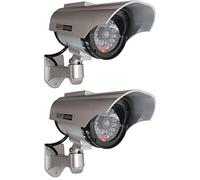 O&W Security Lot de 2 caméras de Surveillance à énergie Solaire avec Objectif et Surveillance vidéo Clignotante Fake Dummy factice