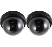 O&W Security Lot de 2 caméras factice avec objectif factice pour la surveillance des marchandises avec lumière LED rouge pour l'intérieur et l'extérieur