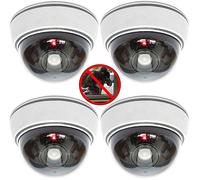O&W Security Lot de 4 caméras dôme factices Objectif + LED Clignotante, 25 LED IR (Effet visuel), étanches, Ø 9,5 cm/H 6,8 cm, intérieur/extérieur, Montage Inclus.