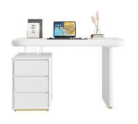 O.Ye Bureau moderne, finition laquée blanc, forme nuage, 3 tiroirs, courbes arrondies, bureau robuste entièrement laqué, bla BUREAU