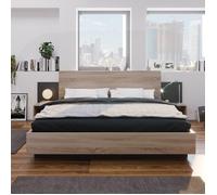 O.Ye chambre complete adulte,lit 160x200 avec sommier et 2 tables de chevet,Lit double bois massif moder CHAMBRE A COUCHER COMPLETE