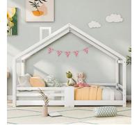O.Ye Lit cabane enfant O.Ye 90 x 200 cm avec cheminée antichute. Sommier à lattes robuste en Pin. Blanc. Sans Matelas b LIT COMBINE