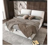 O.Ye Lit Coffre 180x200 avec Sommier, Lit Double avec 3 Tiroirs de Rangement, King Size, Cadre de Lit Capitonné, Beige LIT COMPLET