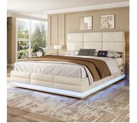 O.Ye Lit coffre hydraulique 160 x 200 cm-ZUBALIYA- avec chargement USB Type-C et éclairage LED, avec sommier à multicol LIT COMBINE