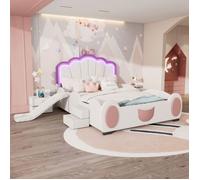 O.Ye Lit Enfant Papillon - LED - 140x200cm - Rose/Blanc - Rutsche - 2 places